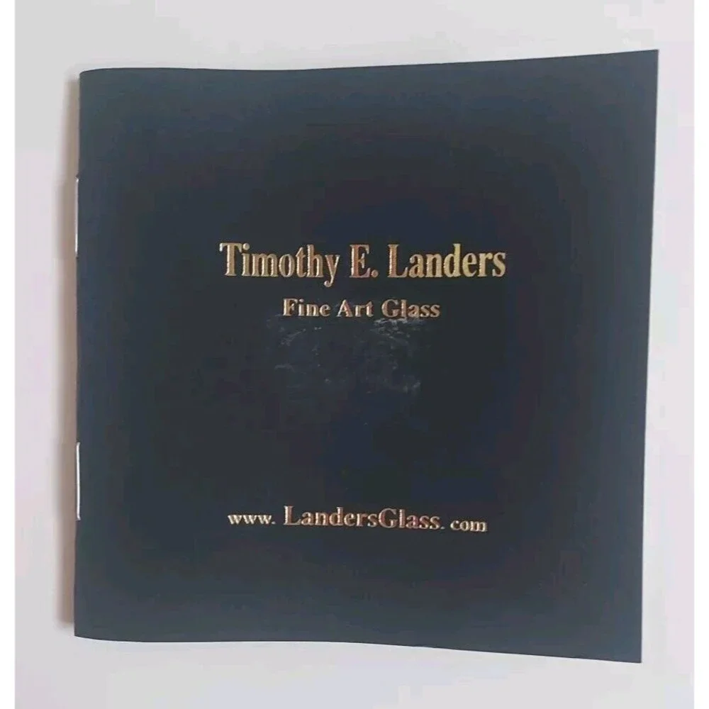 Signed Timothy E Landers Fine Art Glass Blue Ombre Paneled Christmas Ornament
